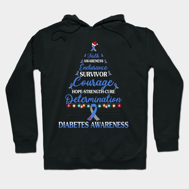Faith Awareness Endurance Diabetes Awareness Christmas Tree Hoodie by HomerNewbergereq